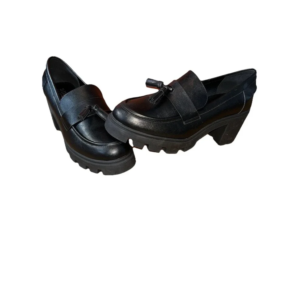 Chunky Heel Loafers Black y2k 9.5‎ A.N.A. Penny Goth Whimsigoth Academia Witchy